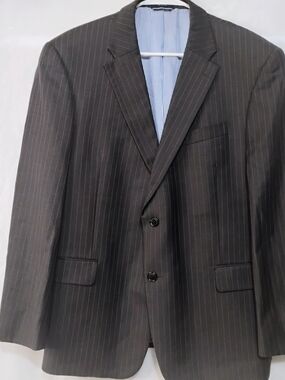 Tommt Hilfiger 100% Wool Pinstripe Mens 44S Blazer Suit Coat Jacket 2 Button